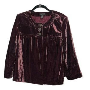 Style & Co. Purple 3/4 Sleeve Boxy Blouse with Mandarin Collar